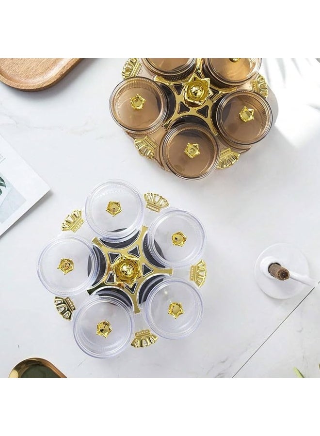 A golden crown-shaped serving dish for snacks and treats, perfect for the living room; a set of 5 deep dishes with lids and a rotating stand. - Image 4